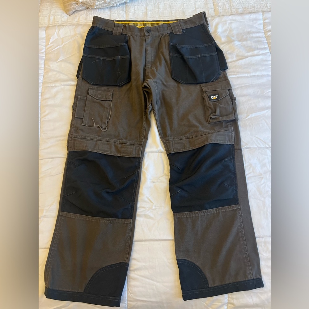 Caterpillar CAT 172 Trademark Work Pants Brown Black Mens Size 36 x 31
